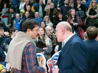 Il presidente Galleano a colloquio con coach Nica (foto di Christian Bosio)