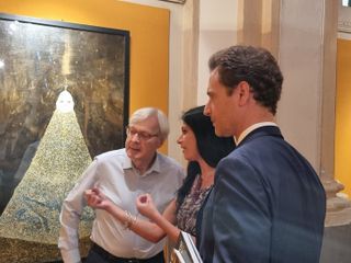 Sgarbi in visita alla mostra di Colombotto Rosso a Palazzo Vittone