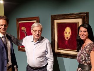Sgarbi in visita alla mostra di Colombotto Rosso a Palazzo Vittone