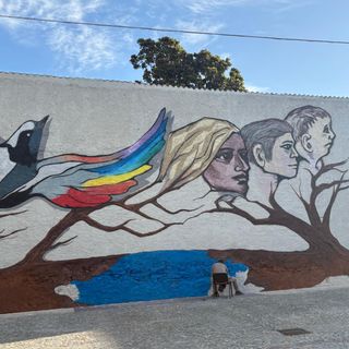 Il murale in fase di realizzazione