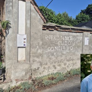 Antonio Candellero (nel riquadro) e il suo muro
