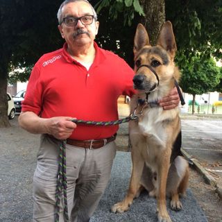 Mario Tarditi con il suo cane