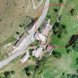 L'area interessata dalla frana a Duc di Monte