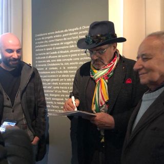 Toscani all'inaugurazione della mostra a Miradolo