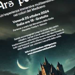 Venerdì 25 ottobre a Saluzzo, Ars Potionis, una esperienza immersiva multisensoriale nel Medioevo