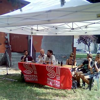 Piero Rostagno a una festa di Sinistra Italiana a Torre Pellice (terzo da sinistra)