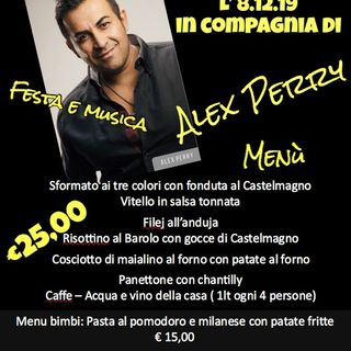 A Venaria: un pranzo dedicato a gusto e musica con Alex Perry
