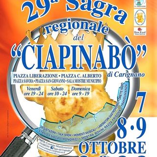 A Carignano tutto pronto per la 29esima edizione della “Sagra del Ciapinabò”