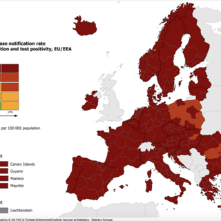 Mappa europea del contagio. Quinta settimana in rosso per il Piemonte