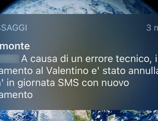 L'sms arrivato dalla Regione