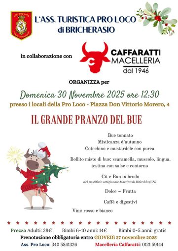 Con il Grande Pranzo del Bue, a Bricherasio si apre la stagione natalizia Con il Grande Pranzo del Bue, a Bricherasio si apre la stagione natalizia