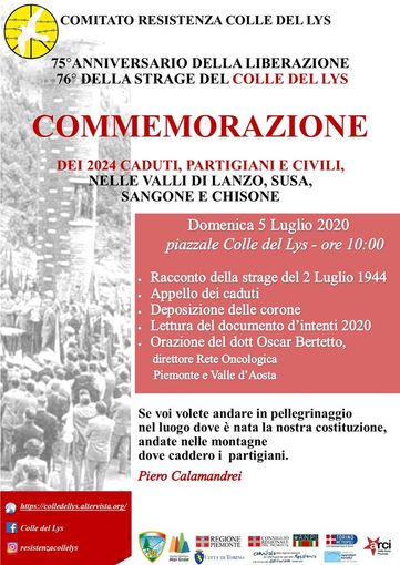 Il gonfalone della Città Metropolitana il 5 luglio al Col del Lys Il gonfalone della Città Metropolitana il 5 luglio al Col del Lys