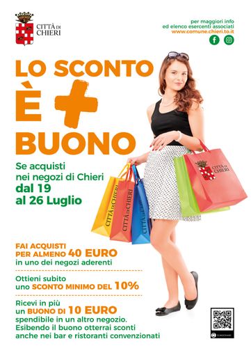 A Chieri parte l'iniziativa "Lo sconto è + buono" per rilanciare il commercio e i consumi