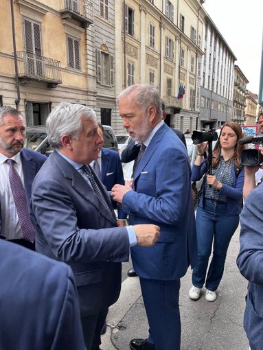 Il candidato di Forza Italia Paolo Damilano con Alberto Cirio