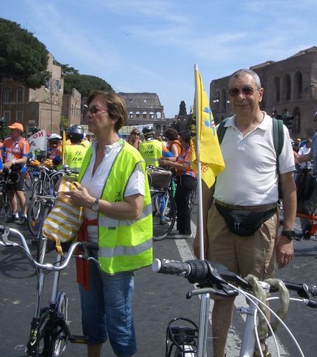 Piero Quaglia (a destra) alla manifestazione nazionale di Salvaiciclisti a Roma Piero Quaglia (a destra) alla manifestazione nazionale di Salvaiciclisti a Roma