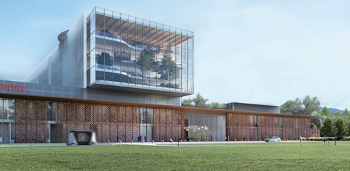 Un rendering del futuro ospedale di Cambiano