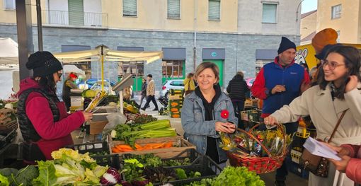 La consegna delle mimose stamattina in piazza Roma La consegna delle mimose stamattina in piazza Roma