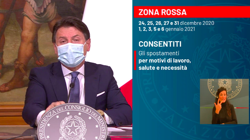 Il premier Conte, durante il discorso alla Nazione sul Decreto Legge natalizio Il premier Conte, durante il discorso alla Nazione sul Decreto Legge natalizio