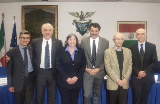 Il nuovo comitato direttivo centrale del Club Alpino Italiano. Da sinistra Benedetti, Colombo, Schena e Pellizon (Foto di Giancarlo Nardi)