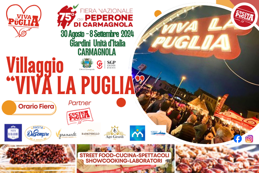 Alla 75esima Fiera Nazionale del Peperone di Carmagnola un weekend ricco al Villaggio "Viva la Puglia" Alla 75esima Fiera Nazionale del Peperone di Carmagnola un weekend ricco al Villaggio "Viva la Puglia"