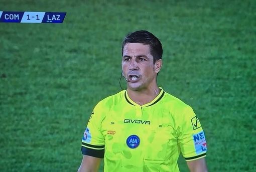 Manganiello durante il Var in Como-Lazio