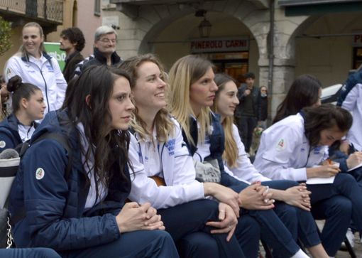 Le prime giocatrici verso la riconferma: da sinistra Bussoli, Gray e Zago, a destra Akrari