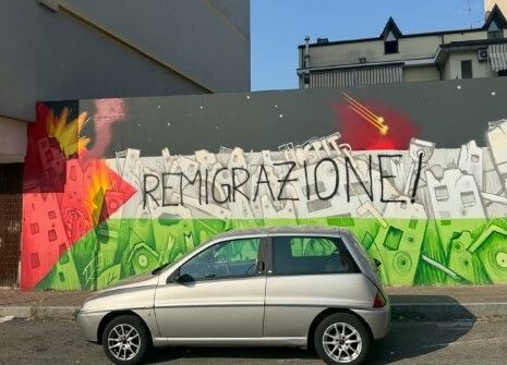 Il murale di Nichelino per Gaza vandalizzato Il murale di Nichelino per Gaza vandalizzato