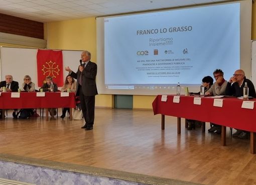 Franco Lo Grasso alla presentazione a Inverso Pinasca