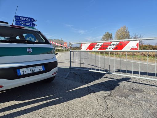 La strada chiusa a Cercenasco
