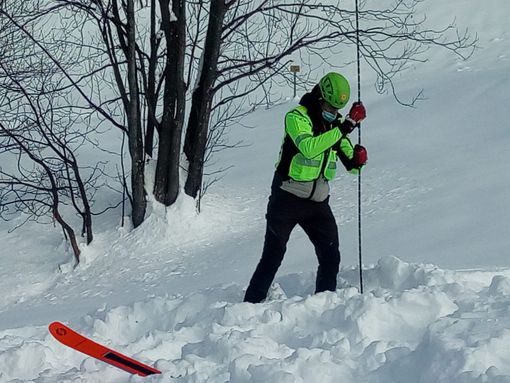 Un’esercitazione del soccorso alpino a Prali