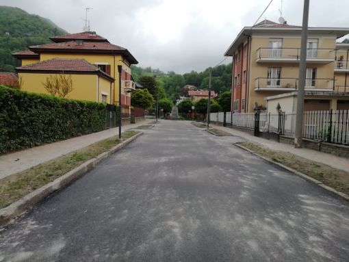 Asfalto viale Rimembranza a Torre Pellice