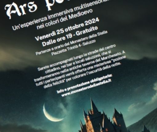 Venerdì 25 ottobre a Saluzzo, Ars Potionis, una esperienza immersiva multisensoriale nel Medioevo Venerdì 25 ottobre a Saluzzo, Ars Potionis, una esperienza immersiva multisensoriale nel Medioevo