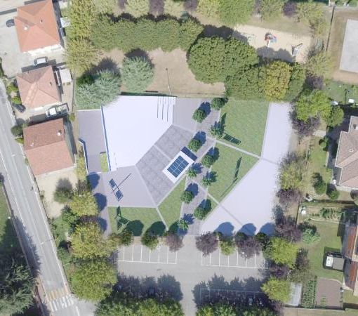 La vista dall'alto della nuova piazza Giretti, come pensata dall’architetto Clara