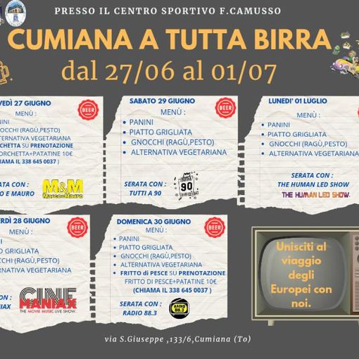 Da domani a Cumiana 5 giorni di festa a tutta birra