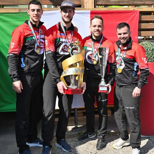 Il Team Retornaz campione italiano, da sinistra Arman, Mosaner, Retornaz e Gonin (foto di Diego Rizzolli)