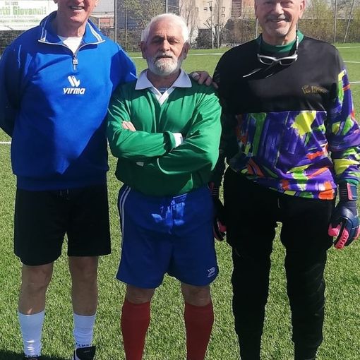 I tre nazionali di walking football del Pinerolese, da sinistra Fredi Gallo, Alberto Pietrolini e Piero Fornero