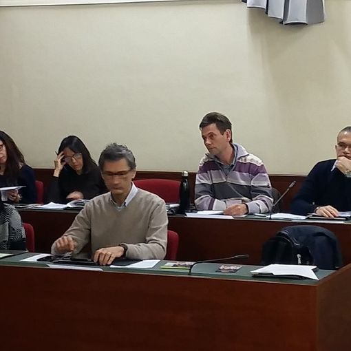 Il capogruppo Pittau, in alto a destra