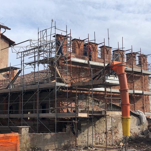 Il cantiere di di Palazzo Acaja