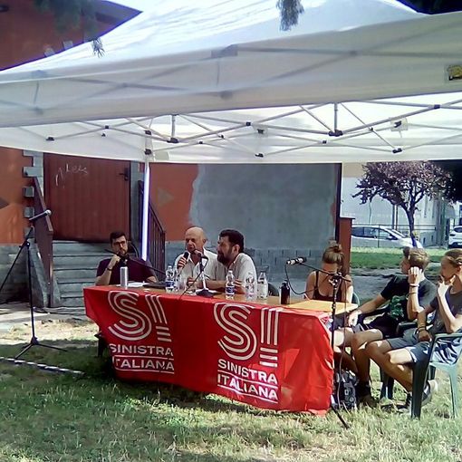 Piero Rostagno a una festa di Sinistra Italiana a Torre Pellice (terzo da sinistra)