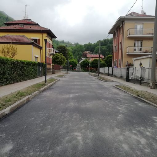 Asfalto viale Rimembranza a Torre Pellice