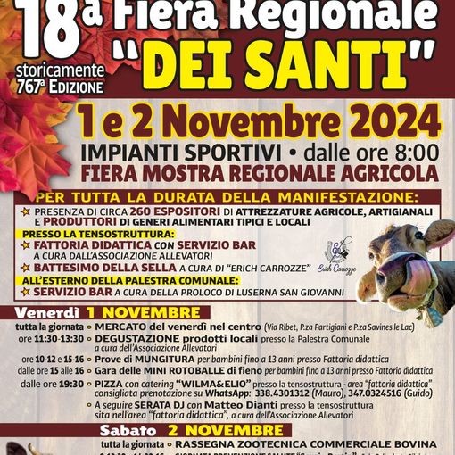 Da oltre settecento anni chiude la stagione degli alpeggi: la Fiera dei Santi è in arrivo a Luserna San Giovanni (To)