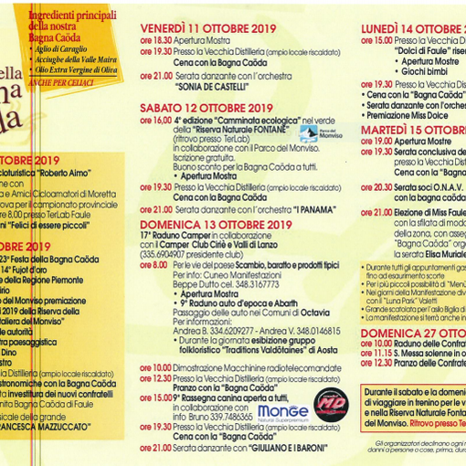 Da giovedì 10 ottobre si inizia con la Festa della Bagna Caöda a Faule