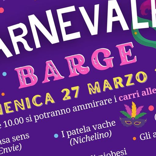 Domenica 27 marzo torna il Carnevale di Barge con i carri allegorici