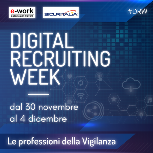 Digital Recruiting Week, dal 30 novembre al 4 dicembre selezioni per 150 addetti in Piemonte Digital Recruiting Week, dal 30 novembre al 4 dicembre selezioni per 150 addetti in Piemonte