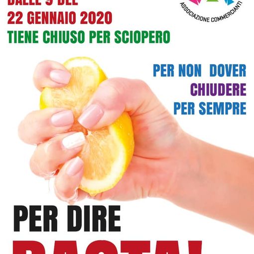 Un volantino che annuncia forme di protesta nel commercio a Borgaro Torinese