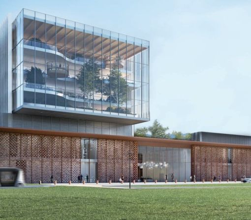 Un rendering del futuro ospedale di Cambiano