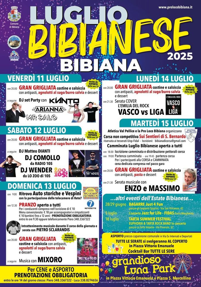 Grigliate, musica e sport: il Luglio Bibianese accende l’estate Grigliate, musica e sport: il Luglio Bibianese accende l’estate