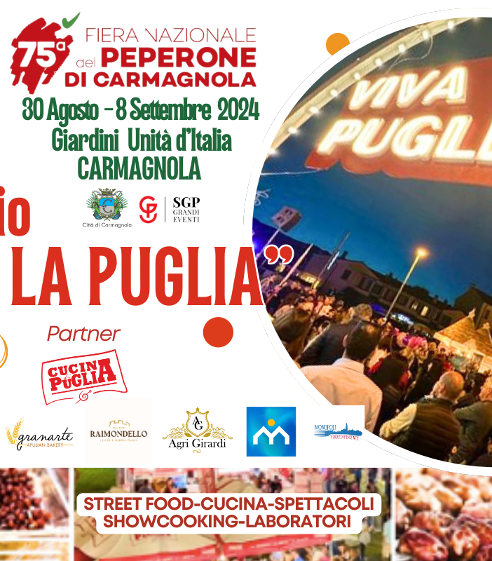 Alla 75esima Fiera Nazionale del Peperone di Carmagnola un weekend ricco al Villaggio &quot;Viva la Puglia&quot;