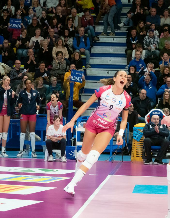 L’esultanza di D’Odorico, mvp contro Chieri (foto di Christian Bosio)