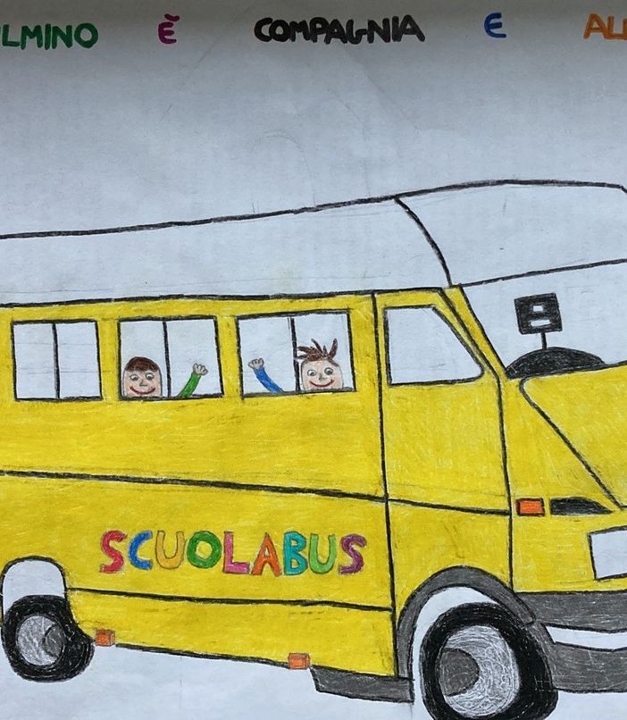 Il disegno dei bambini che rivogliono il pulmino